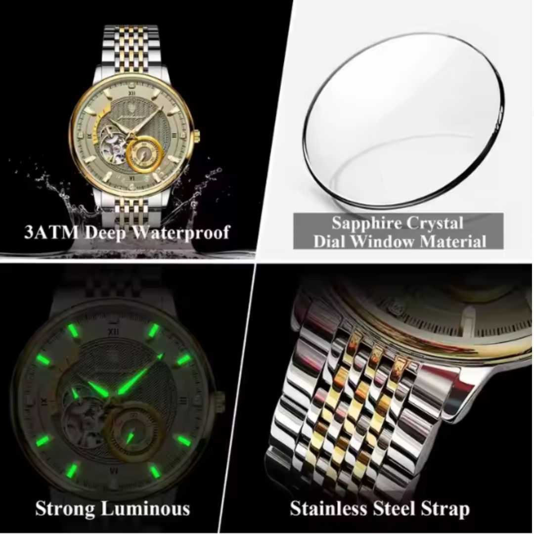 New,POEDAGAR,Watch,Mens,Hollow,Out,Mechanical,Watch